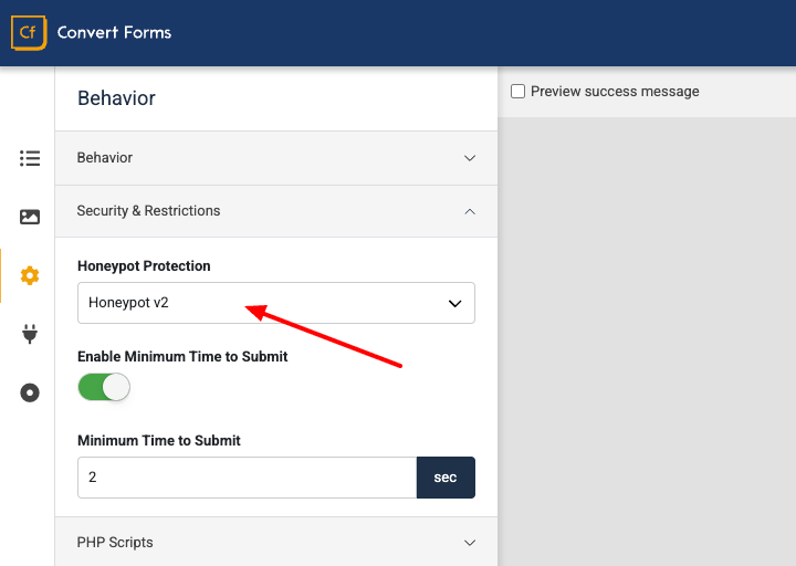 Add Honeypot Protection - Convert Forms